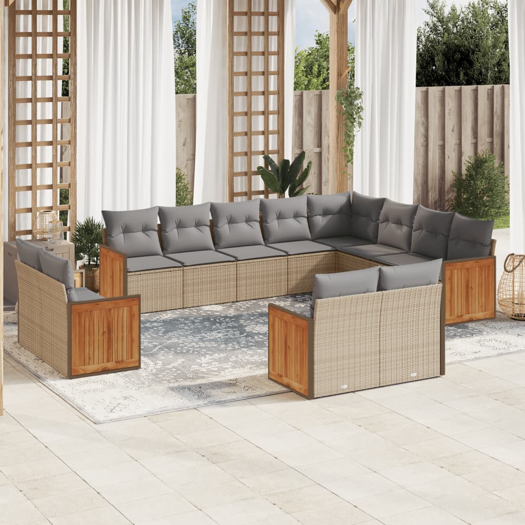 Set Canapele De Grădină, 12 Piese, Cu Perne, Negru, Poliratan