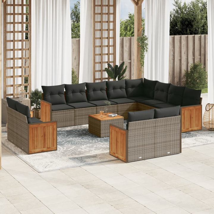 Set Canapele De Grădină, 12 Piese, Cu Perne, Negru, Poliratan