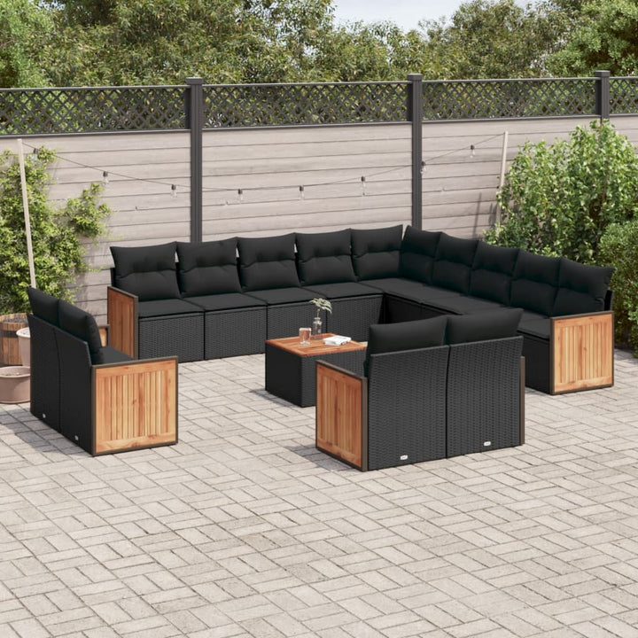 Set Canapele De Grădină, 13 Piese, Cu Perne, Bej, Poliratan