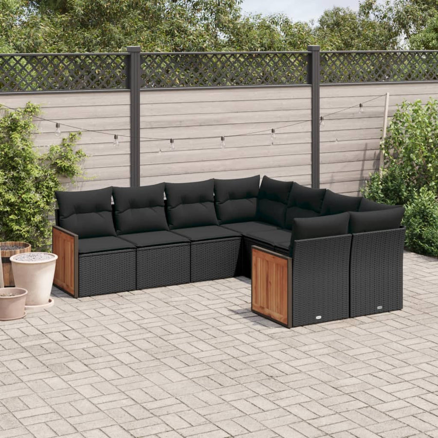 Set Mobilier De Grădină Cu Perne, 8 Piese, , Poliratan