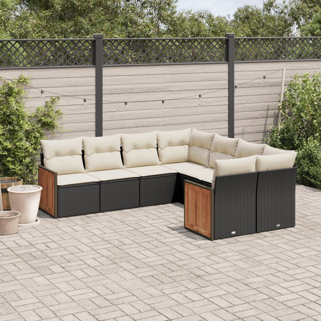 Set Mobilier De Grădină Cu Perne, 8 Piese, , Poliratan