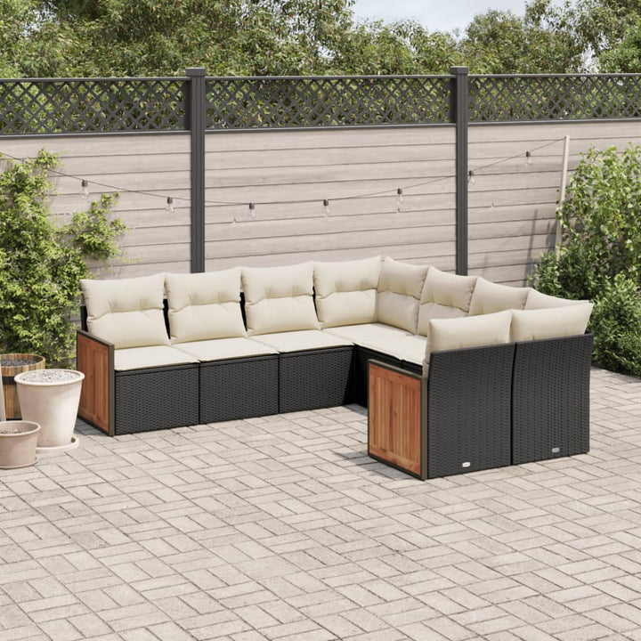 Set Mobilier De Grădină Cu Perne, 8 Piese, , Poliratan