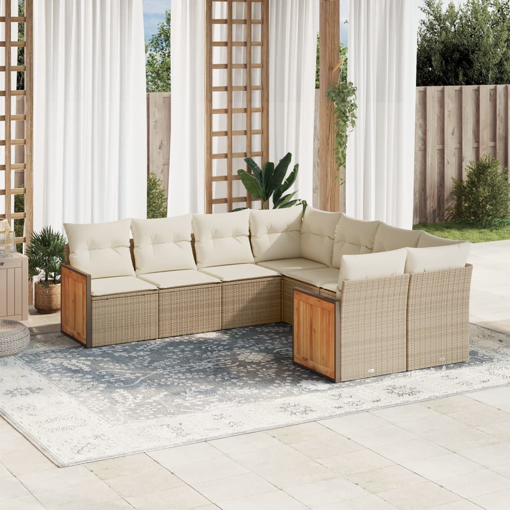Set Mobilier De Grădină Cu Perne, 8 Piese, , Poliratan