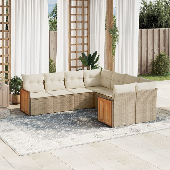 Set Mobilier De Grădină Cu Perne, 8 Piese, , Poliratan