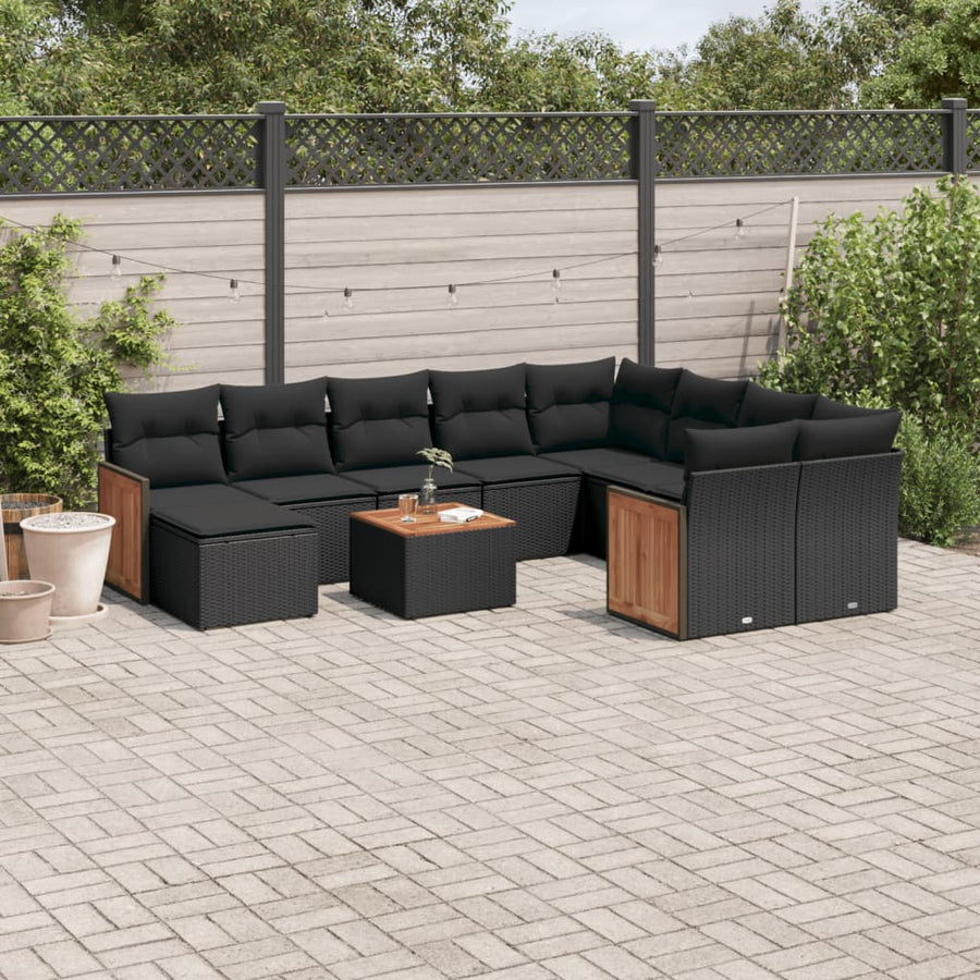 Set Canapele De Grădină Cu Perne, 11 Piese, , Poliratan