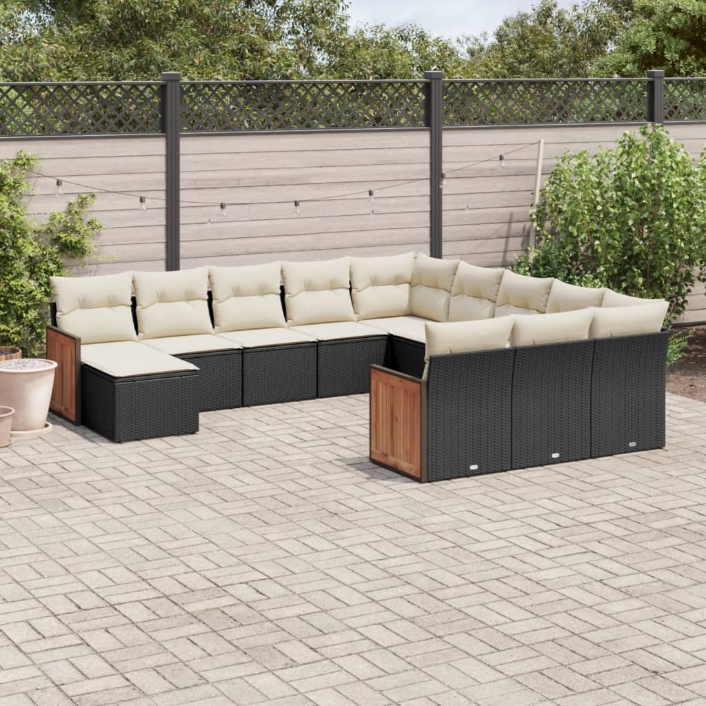 Set Mobilier De Grădină Cu Perne, 13 Piese, , Poliratan