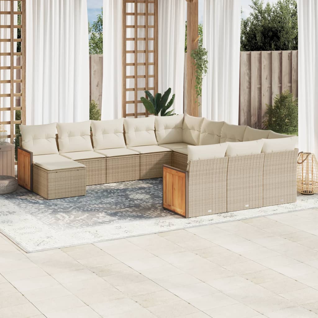 Set Mobilier De Grădină Cu Perne, 13 Piese, , Poliratan