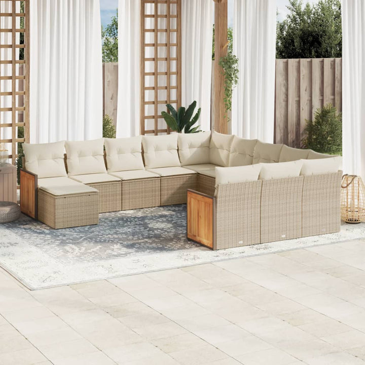 Set Mobilier De Grădină Cu Perne, 13 Piese, , Poliratan