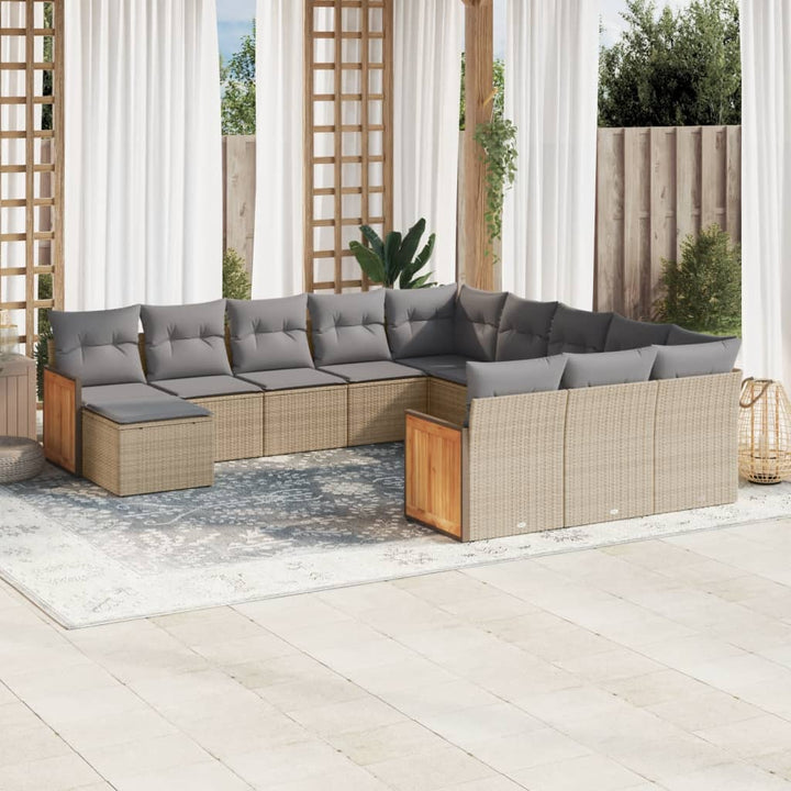 Set Mobilier De Grădină Cu Perne, 13 Piese, , Poliratan
