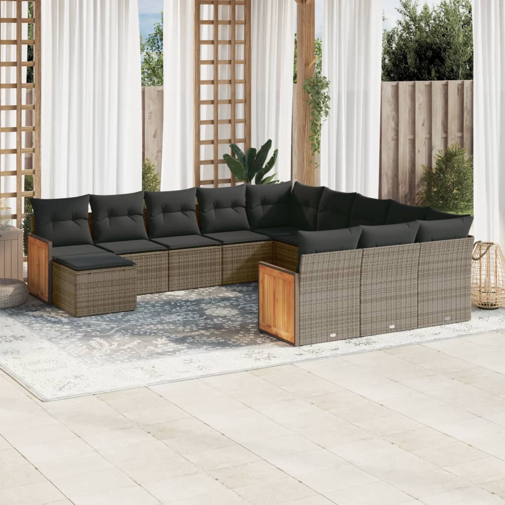 Set Mobilier De Grădină Cu Perne, 13 Piese, , Poliratan