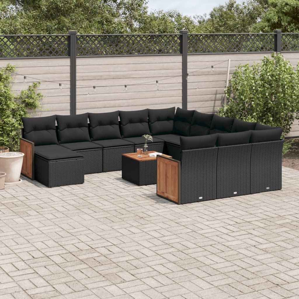 Set Mobilier De Grădină Cu Perne, 13 Piese, , Poliratan
