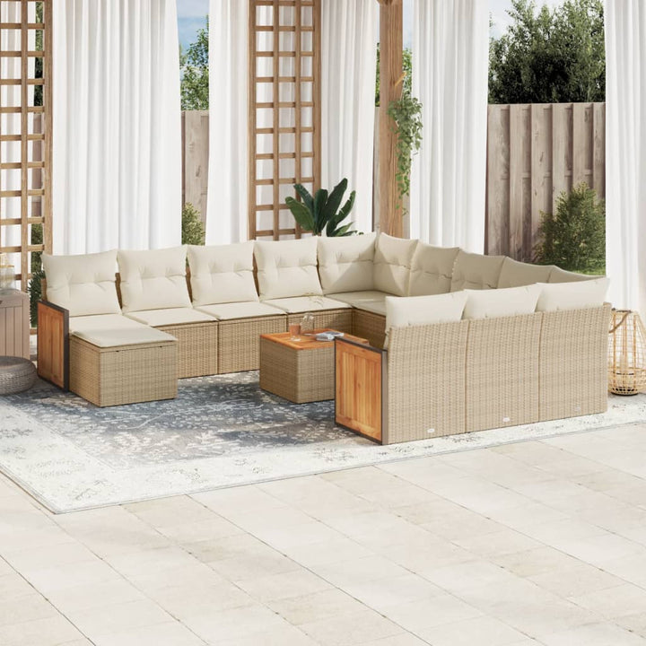 Set Mobilier De Grădină Cu Perne, 13 Piese, , Poliratan