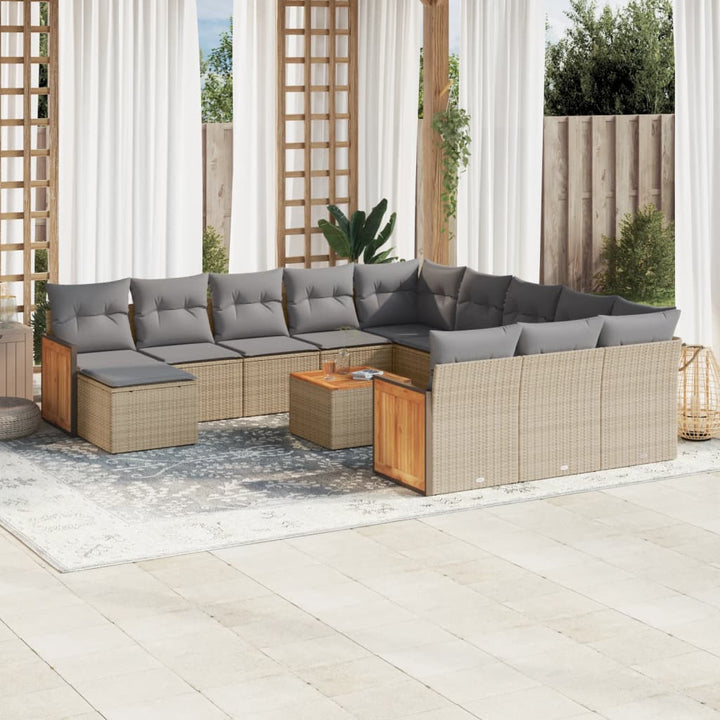 Set Mobilier De Grădină Cu Perne, 13 Piese, , Poliratan