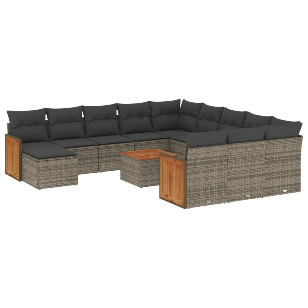 Set Mobilier De Grădină Cu Perne, 13 Piese, , Poliratan