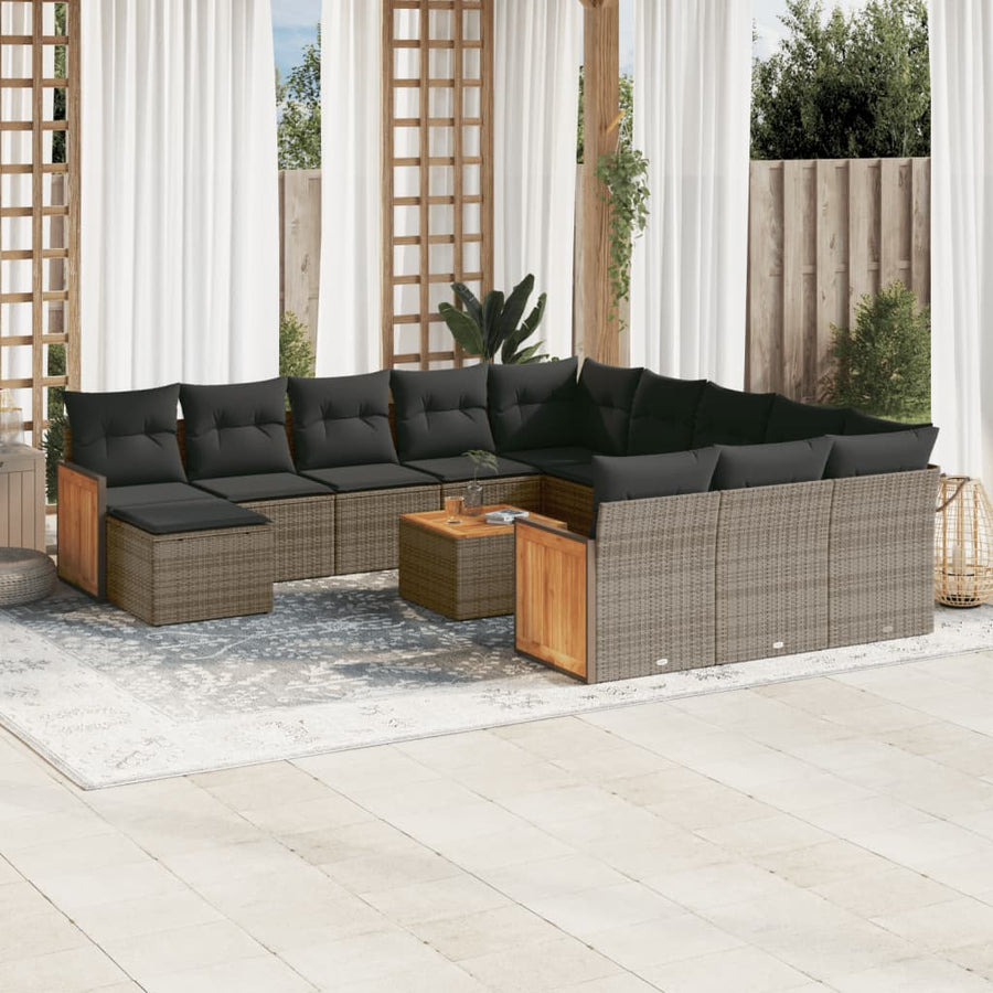 Set Mobilier De Grădină Cu Perne, 13 Piese, , Poliratan