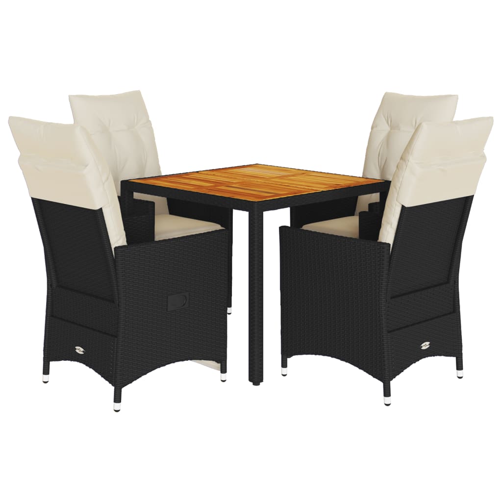 Set Mobilier De Grădină Cu Perne, 5 Piese, Negru, Poliratan