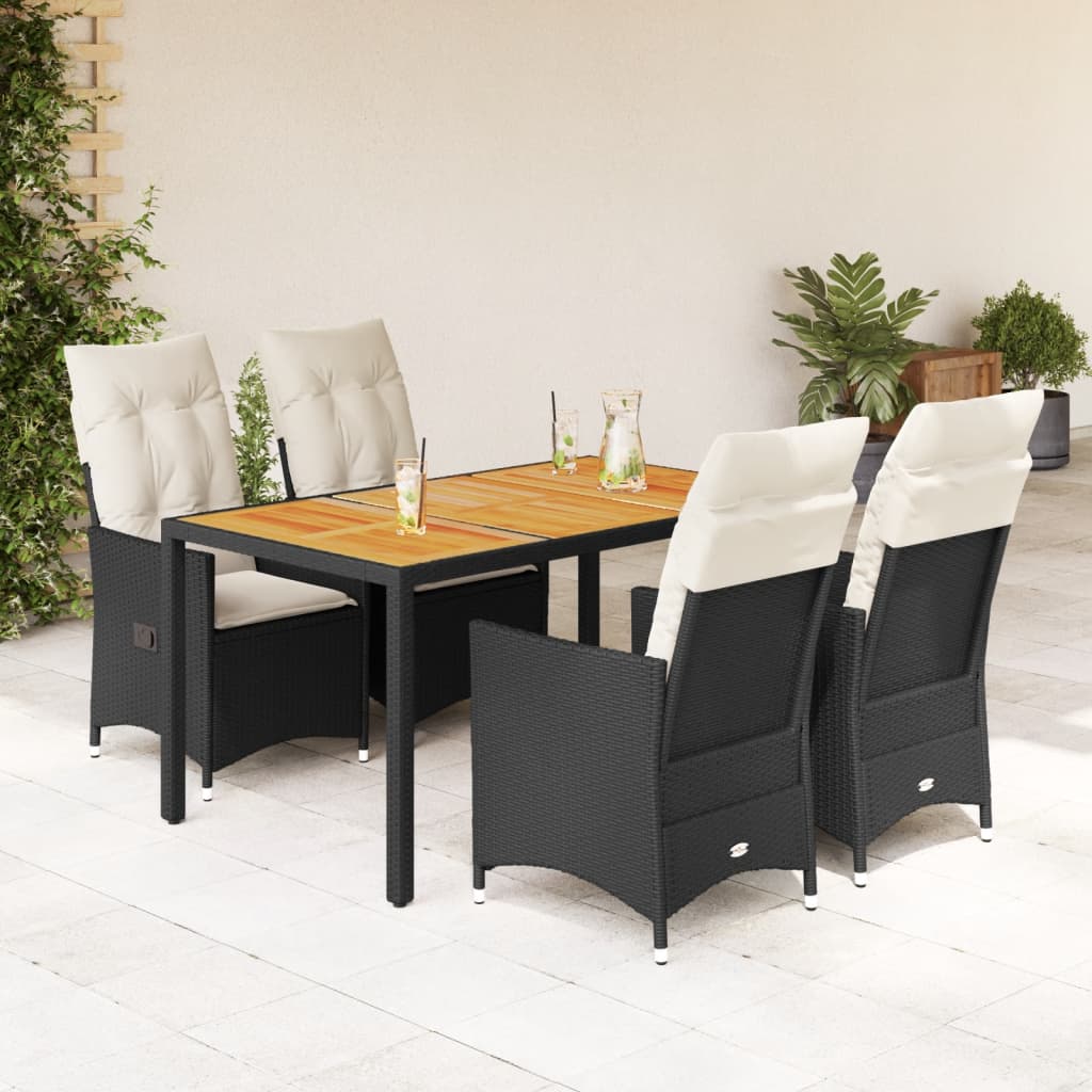 Set Mobilier De Grădină Cu Perne, 5 Piese, Negru, Poliratan
