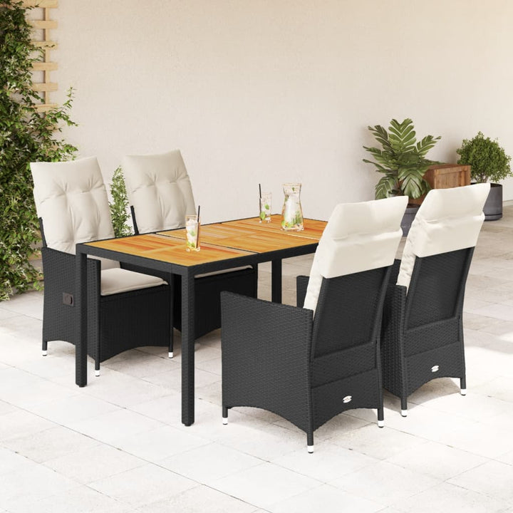 Set Mobilier De Grădină Cu Perne, 5 Piese, Negru, Poliratan