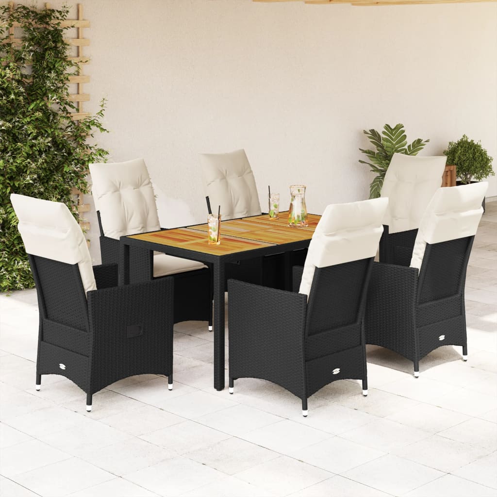 Set Mobilier De Grădină Cu Perne, 5 Piese, Negru, Poliratan