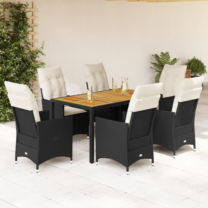 Set Mobilier De Grădină Cu Perne, 5 Piese, Negru, Poliratan