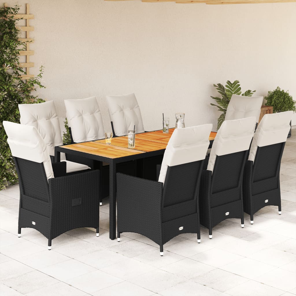 Set Mobilier De Grădină Cu Perne, 5 Piese, Negru, Poliratan