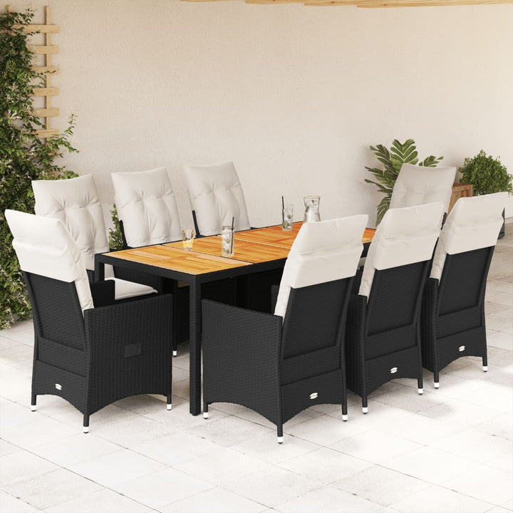 Set Mobilier De Grădină Cu Perne, 5 Piese, Negru, Poliratan