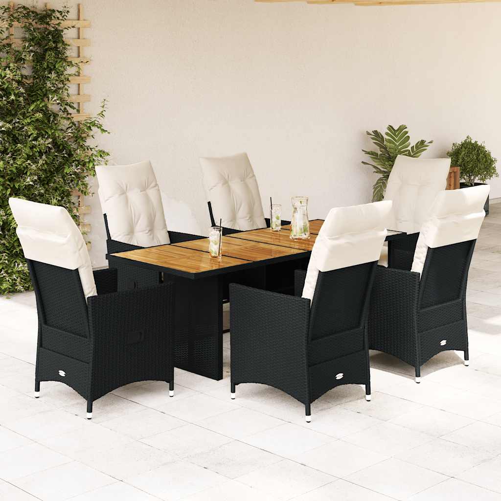 Set Mobilier De Grădină Cu Perne, 5 Piese, Negru, Poliratan