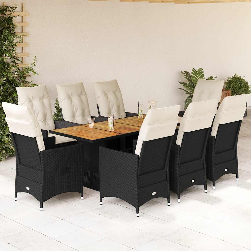 Set Mobilier De Grădină Cu Perne, 5 Piese, Negru, Poliratan