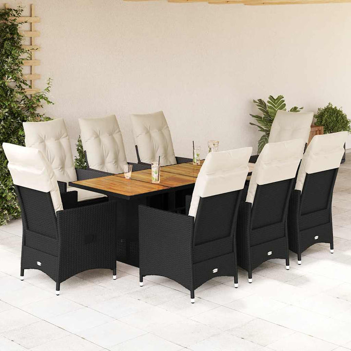 Set Mobilier De Grădină Cu Perne, 5 Piese, Negru, Poliratan