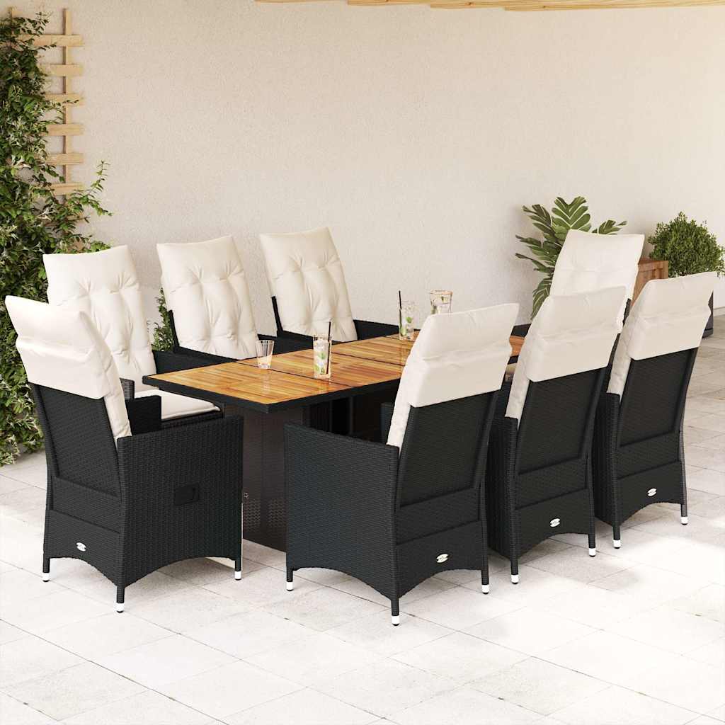 Set Mobilier De Grădină Cu Perne, 5 Piese, Negru, Poliratan