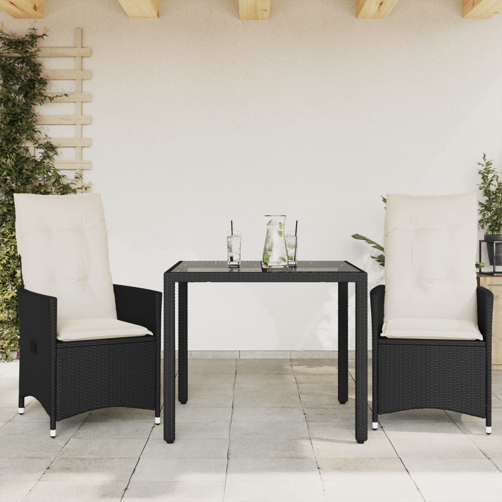 Set Mobilier De Grădină Cu Perne, 7 Piese, Negru, Poliratan