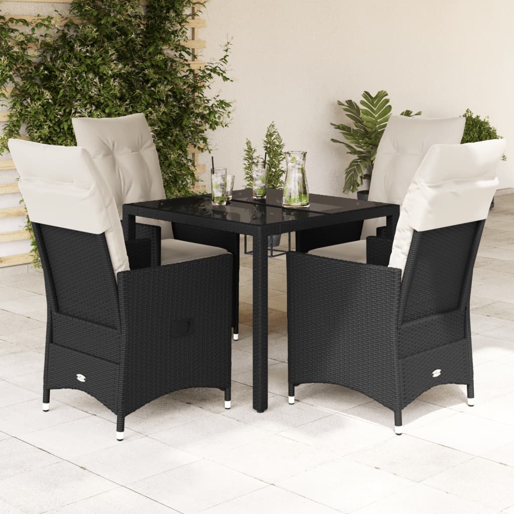 Set Mobilier De Grădină Cu Perne, 7 Piese, Negru, Poliratan