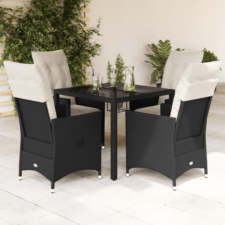 Set Mobilier De Grădină Cu Perne, 7 Piese, Negru, Poliratan