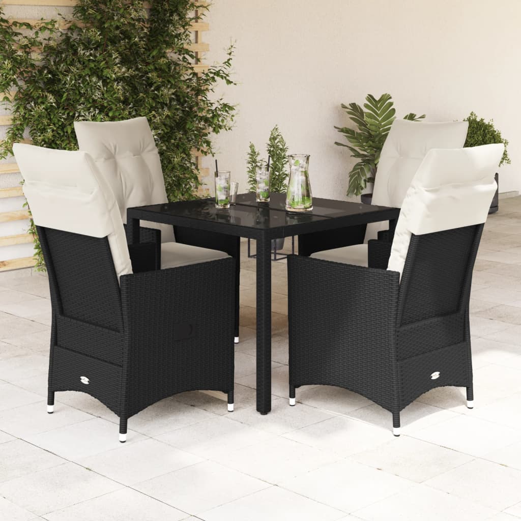 Set Mobilier De Grădină Cu Perne, 7 Piese, Negru, Poliratan