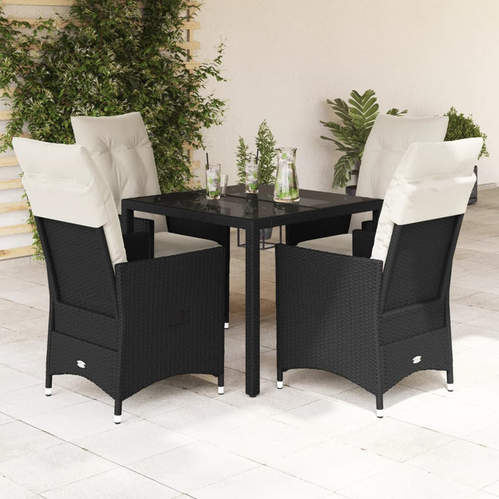 Set Mobilier De Grădină Cu Perne, 7 Piese, Negru, Poliratan