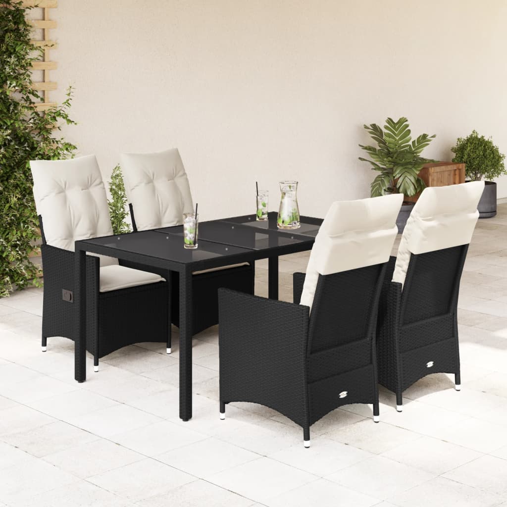 Set Mobilier De Grădină Cu Perne, 7 Piese, Negru, Poliratan