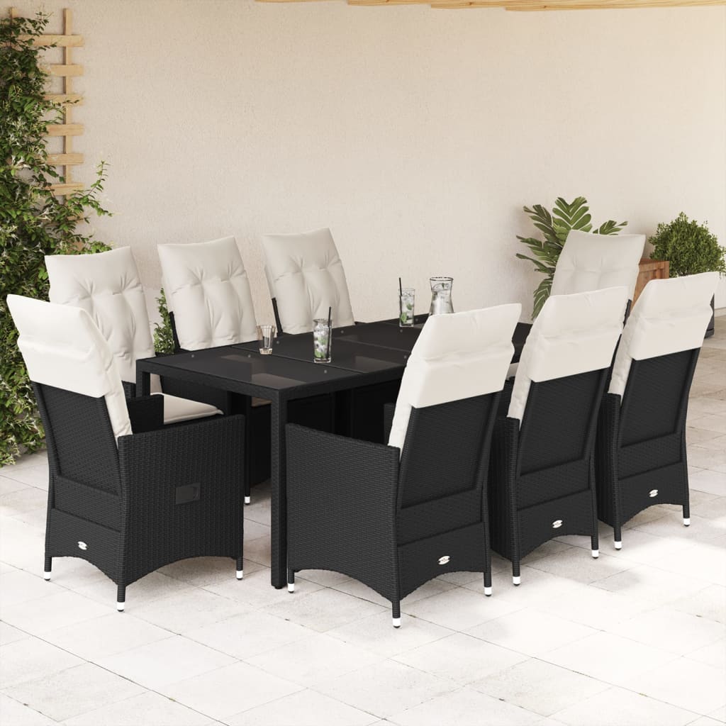 Set Mobilier De Grădină Cu Perne, 7 Piese, Negru, Poliratan