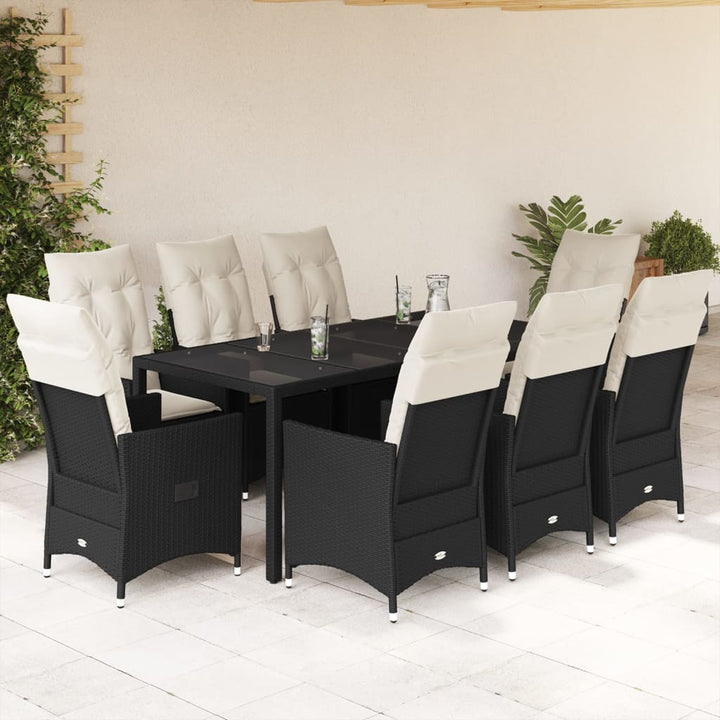 Set Mobilier De Grădină Cu Perne, 7 Piese, Negru, Poliratan
