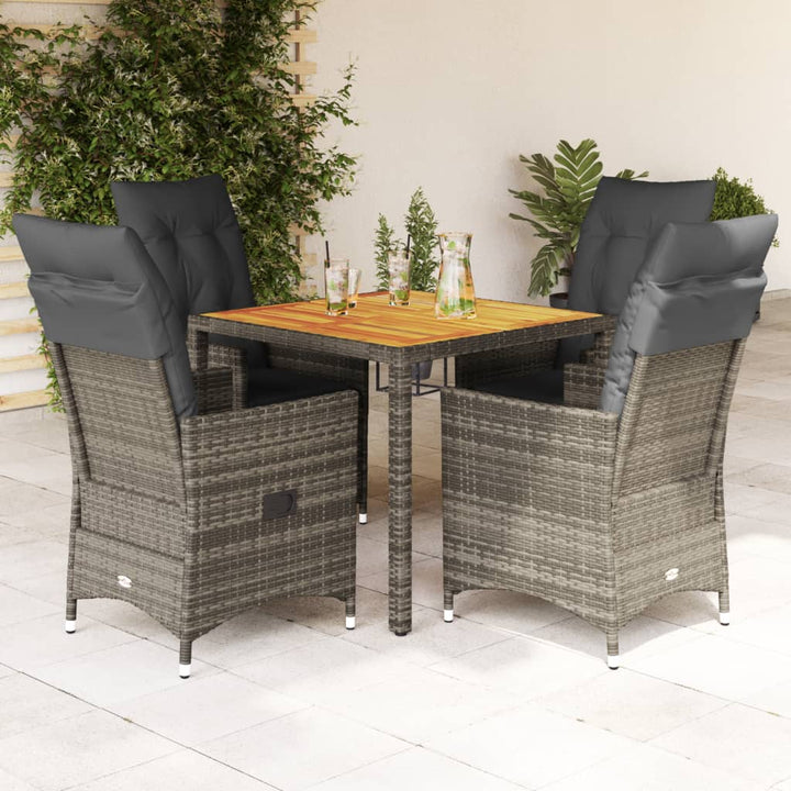 Set Mobilier De Grădină Cu Perne, 5 Piese, Gri, Poliratan