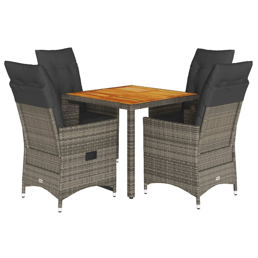 Set Mobilier De Grădină Cu Perne, 5 Piese, Gri, Poliratan