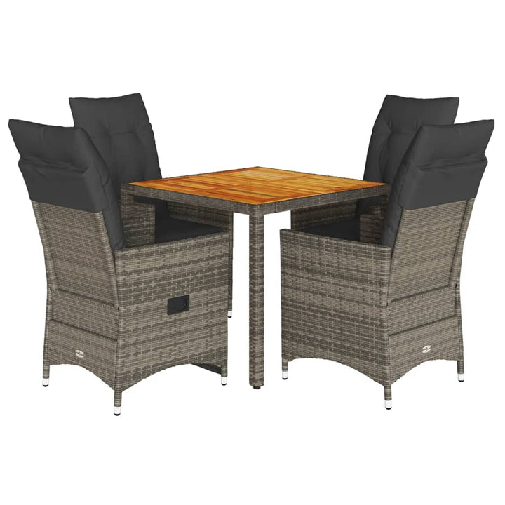 Set Mobilier De Grădină Cu Perne, 5 Piese, Gri, Poliratan