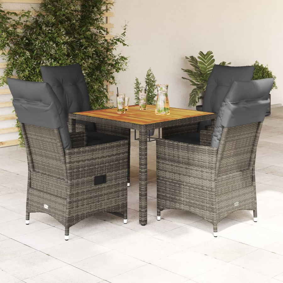 Set Mobilier De Grădină Cu Perne, 5 Piese, Gri, Poliratan