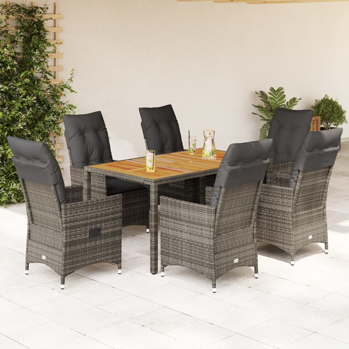 Set Mobilier De Grădină Cu Perne, 5 Piese, Gri, Poliratan