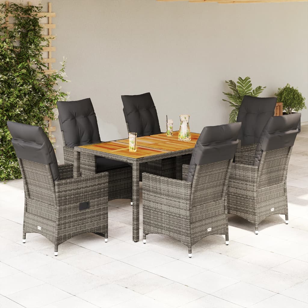 Set Mobilier De Grădină Cu Perne, 5 Piese, Gri, Poliratan