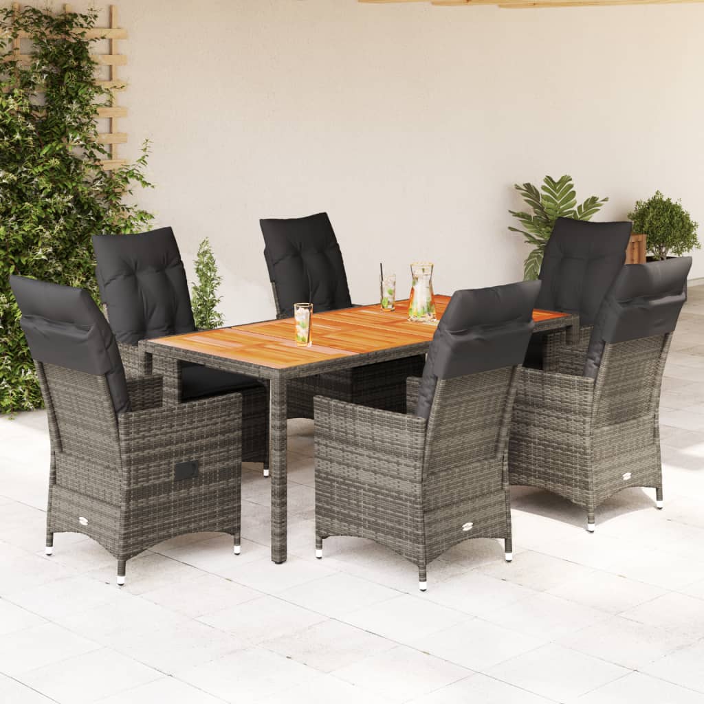 Set Mobilier De Grădină Cu Perne, 5 Piese, Gri, Poliratan