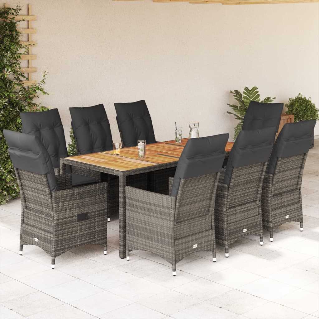 Set Mobilier De Grădină Cu Perne, 5 Piese, Gri, Poliratan