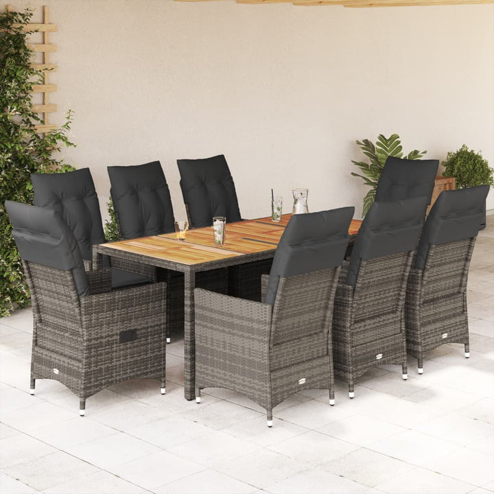 Set Mobilier De Grădină Cu Perne, 5 Piese, Gri, Poliratan