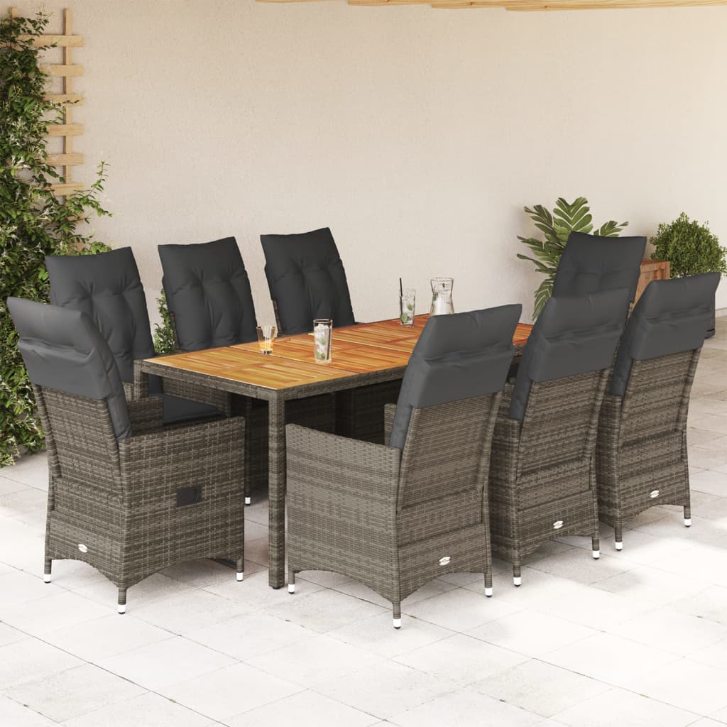 Set Mobilier De Grădină Cu Perne, 5 Piese, Gri, Poliratan