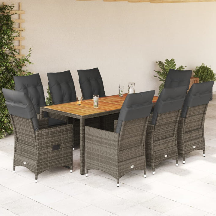 Set Mobilier De Grădină Cu Perne, 5 Piese, Gri, Poliratan