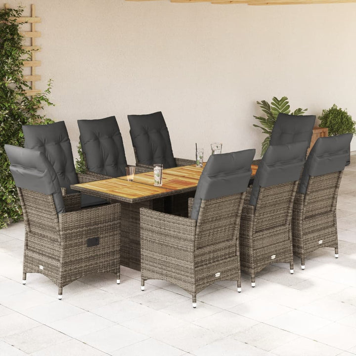 Set Mobilier De Grădină Cu Perne, 7 Piese, Gri, Poliratan